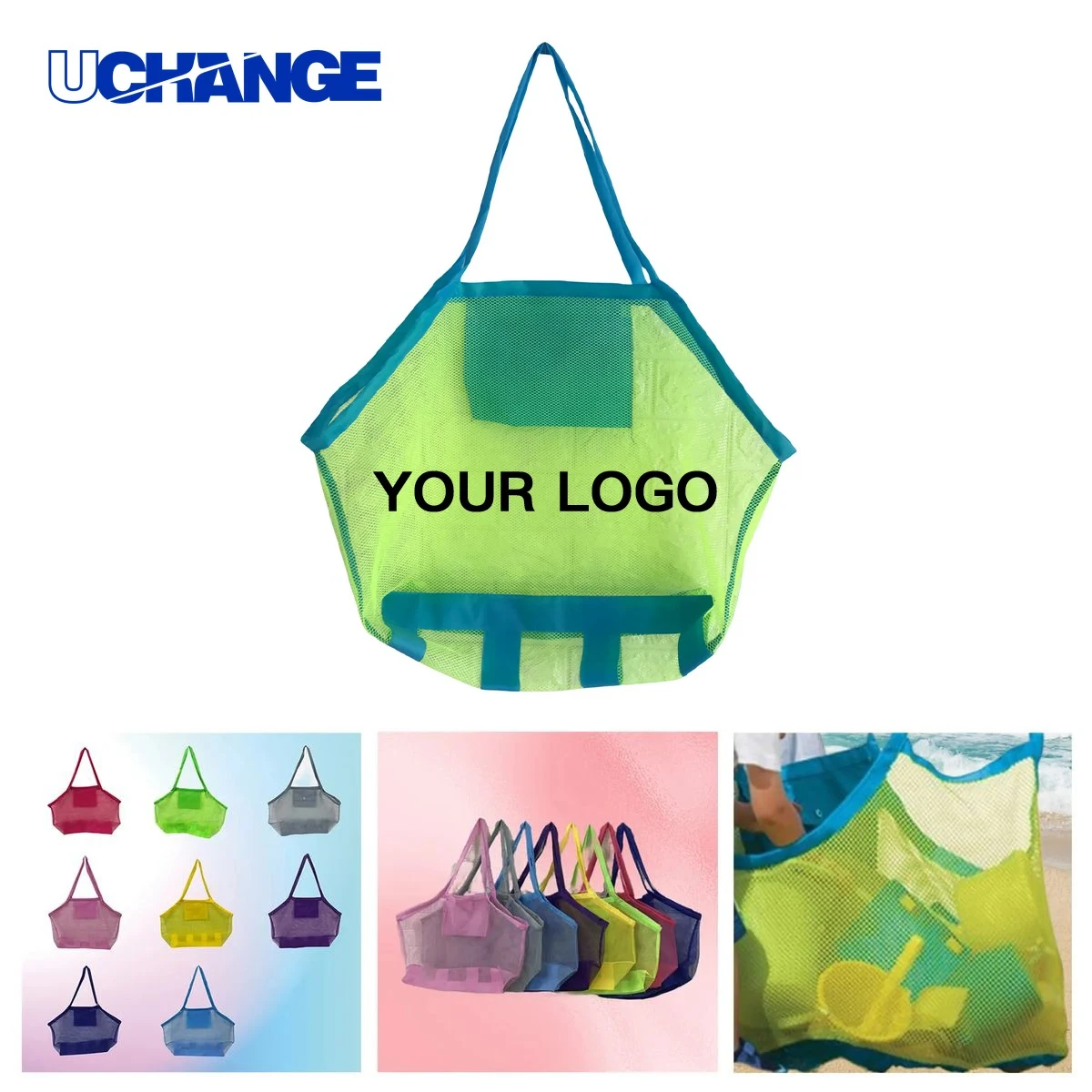 Beach Tote Bag Carrier for Towels Sunscreen, custom tote bag with logo imprint 1