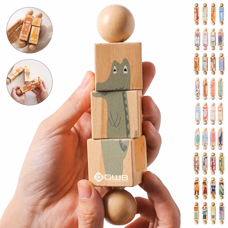 Rotating Wooden Customized Patterns Puzzles