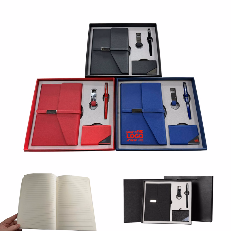 Notebook Business Card Holder Keychain Pen Set