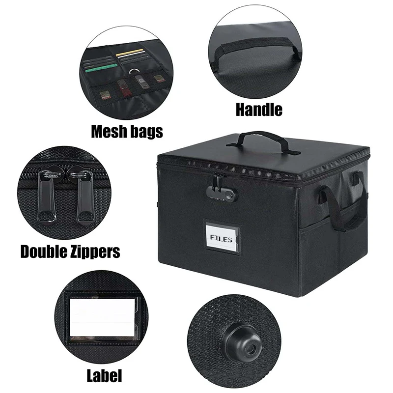 Water-Resistant File Organizer Box with Lock 1