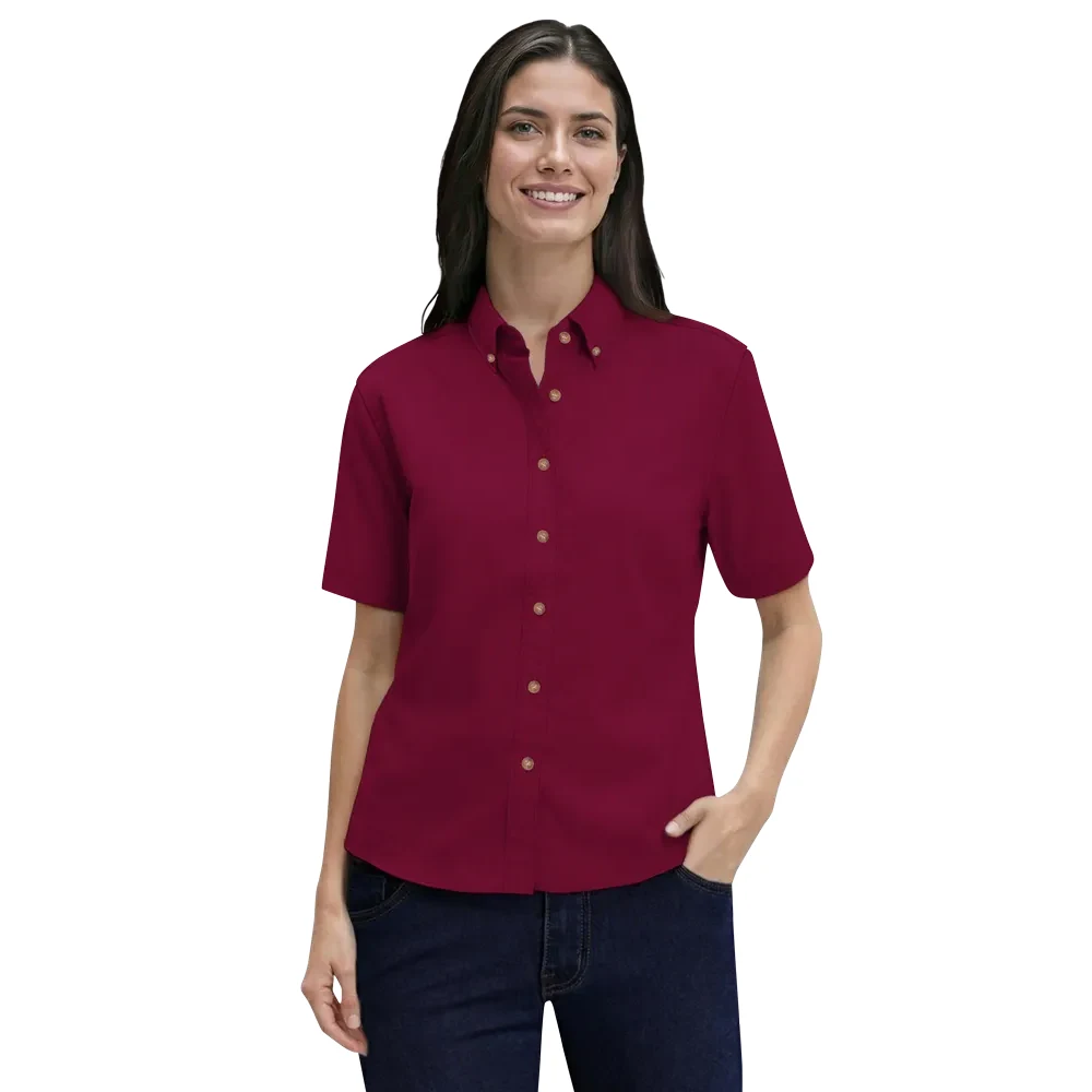 Ladies' Short-Sleeve 100% Cotton Twill Shirt 1