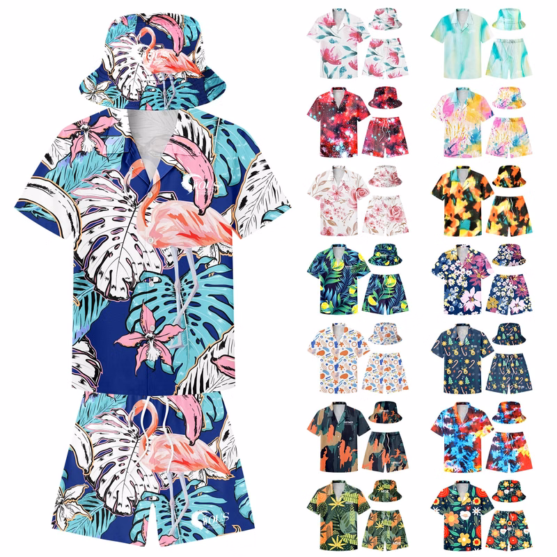 Hawaiian Shirts, Shorts And Bucket Hats Sets