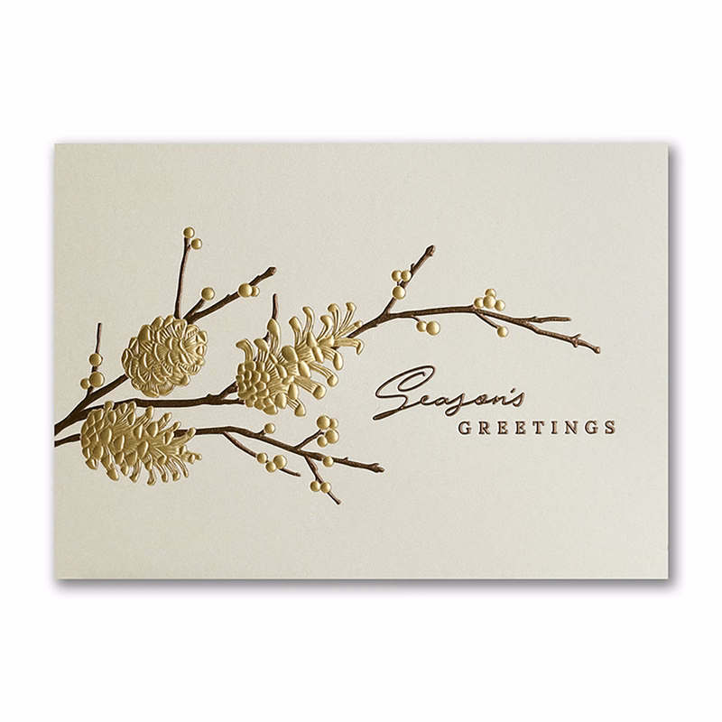Pine Cone Branch Holiday Card
