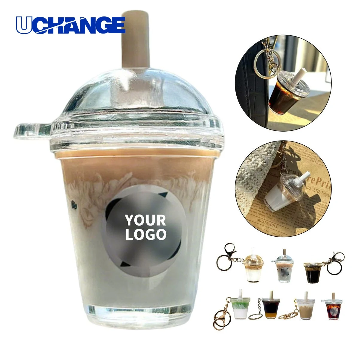 Mini Acrylic Iced Americano Coffee Keychain Magnet Charm 1