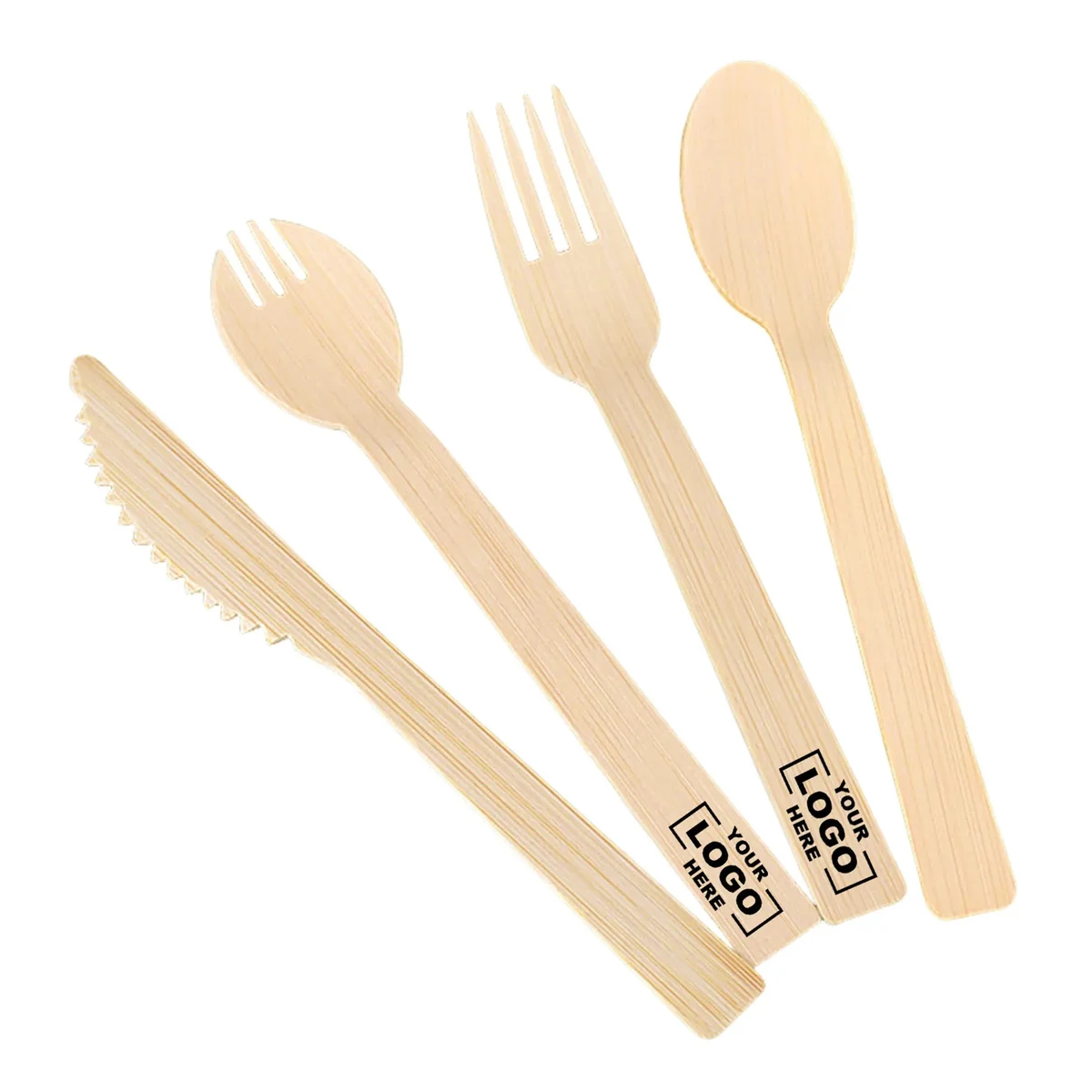 6.69" Disposable Bamboo Knife Fork Spoon 1
