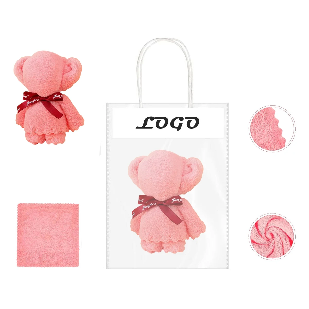 Coral Fleece Creative Bear Shaped Towel With Gift Bag 1