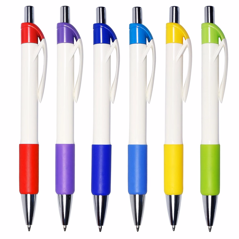 Rubber Grip White Plastic Pen