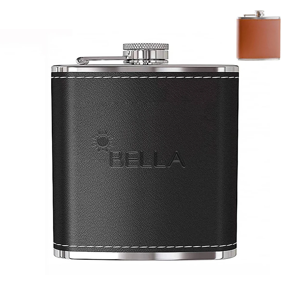 304 Stainless Steel PU Leather Hip Flask 1