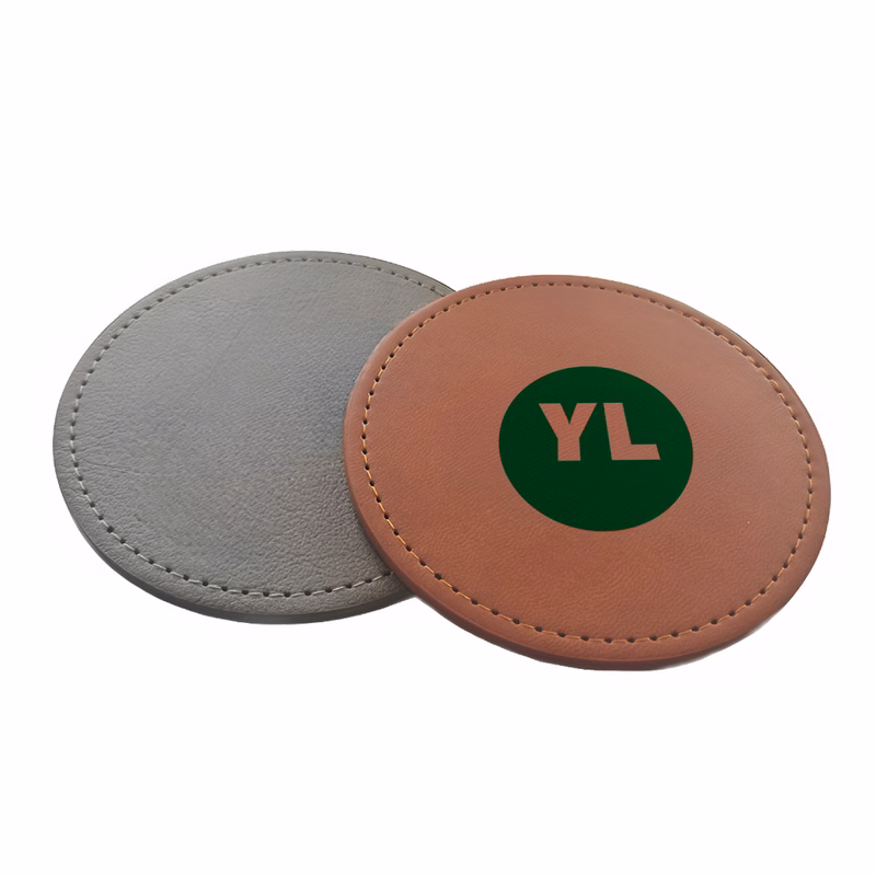 MOQ50 PU Leather Embossed Coaster With Custom Logo