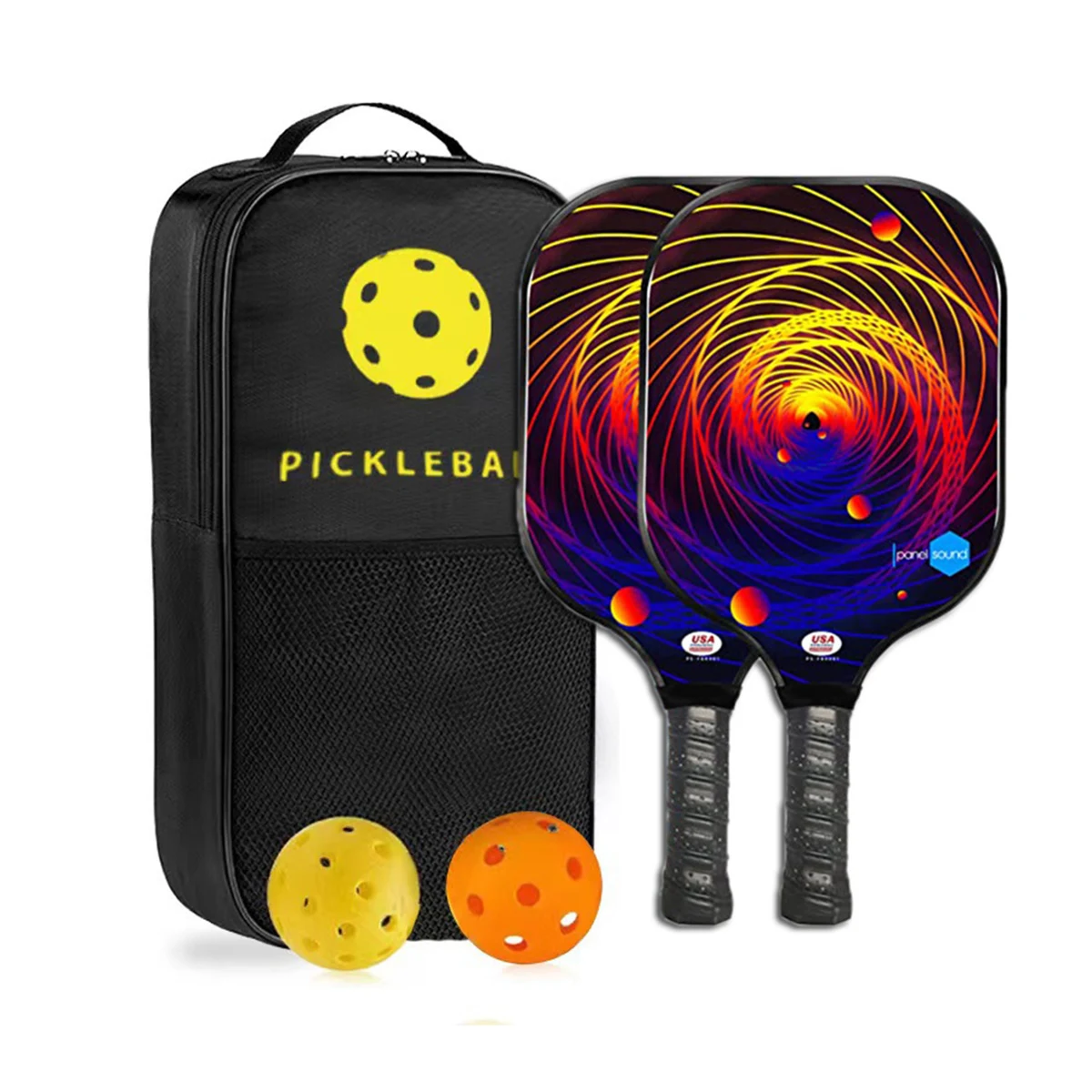 Full Color Fiberglass Pickleball Set with Optional Carry Case 1