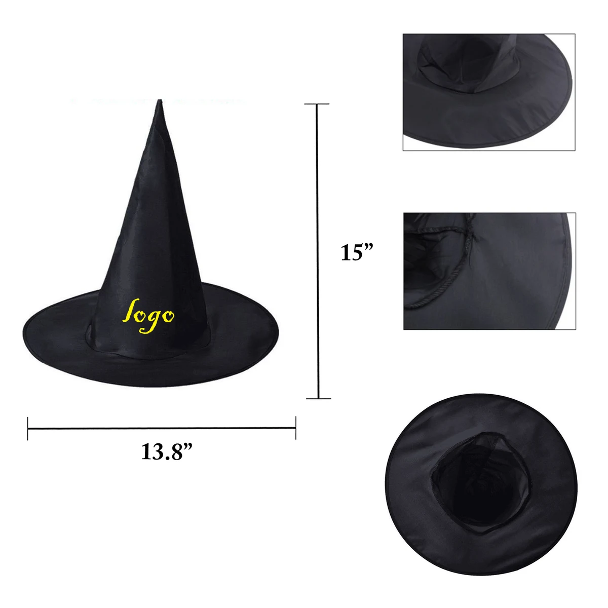 MOQ100 Black Oxford Witch Hats for All Ages 1