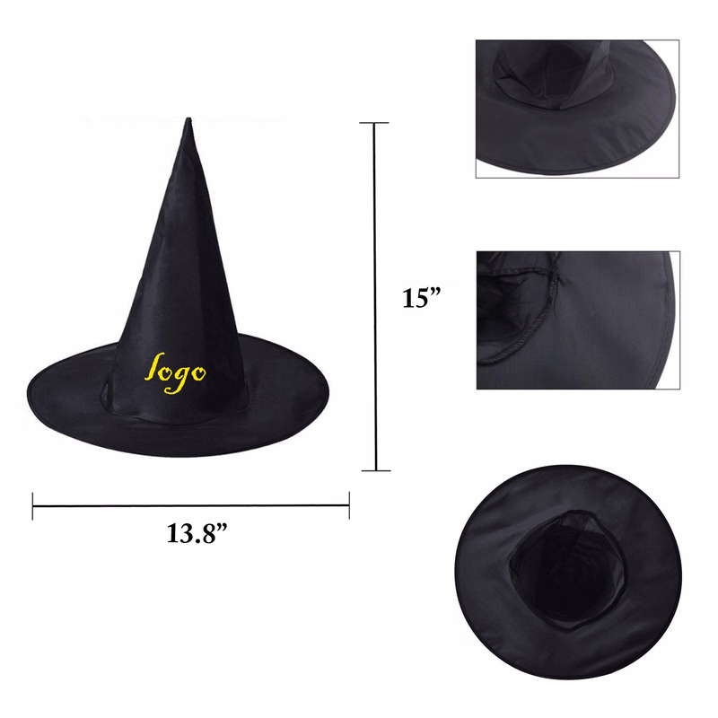 MOQ100 Black Oxford Witch Hats for All Ages