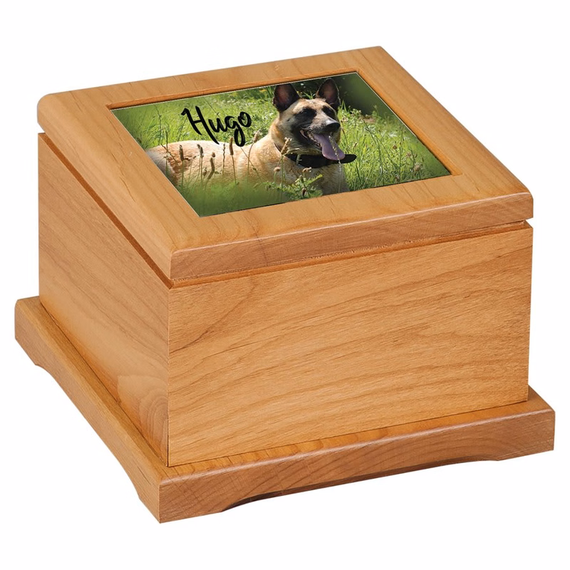4 1/2" Red Alder Pet Urn with Routed Top/Insert Not Included