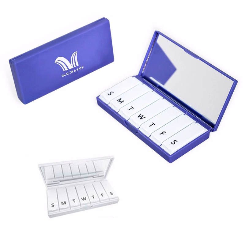 Pill Box 7-Day Supplement Organizer With Mirror