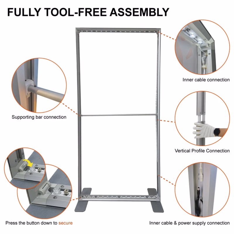 Hardware only for Backlit LED Light Box SEG Floor Display Banner Kit, 40"W x 96"H