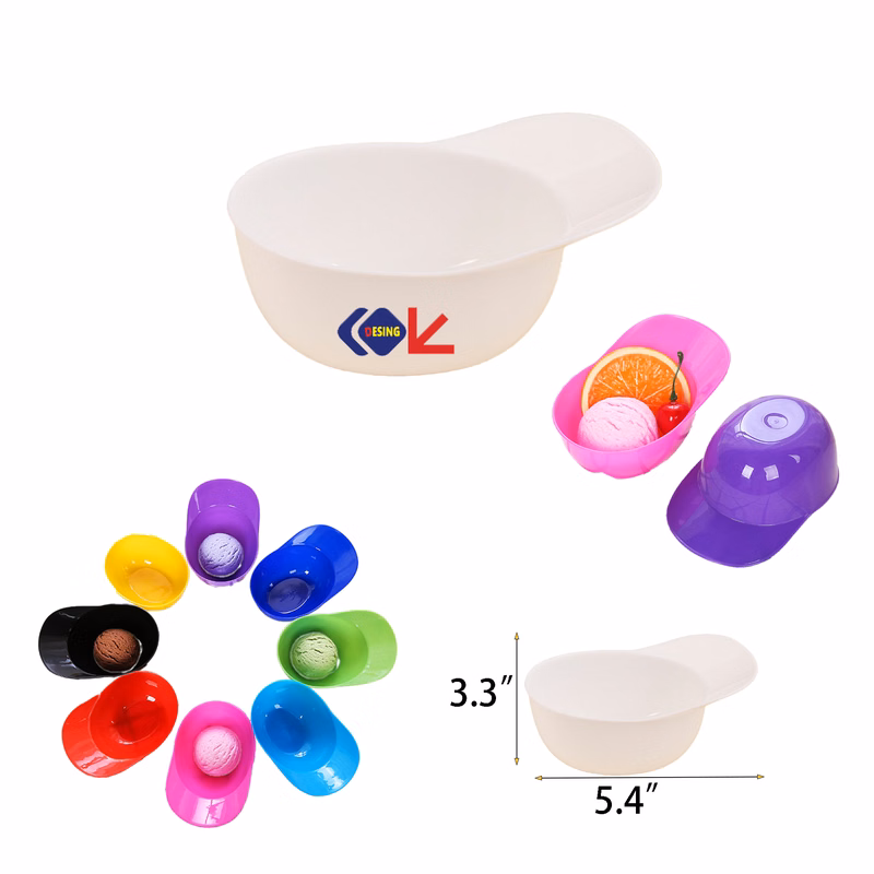 Plastic Baseball Cap Ice Cream Bowl