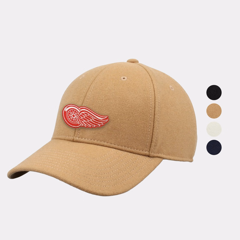 100% Melton Wool Cap with Leather Snap & Tuck