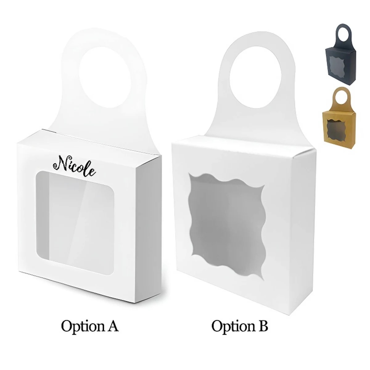 Kraft Paper Wine Bottle Box w/ Window Hanging Foldable 1