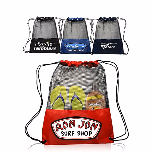 Mesh Drawstring Backpacks - 13" W x 17" H