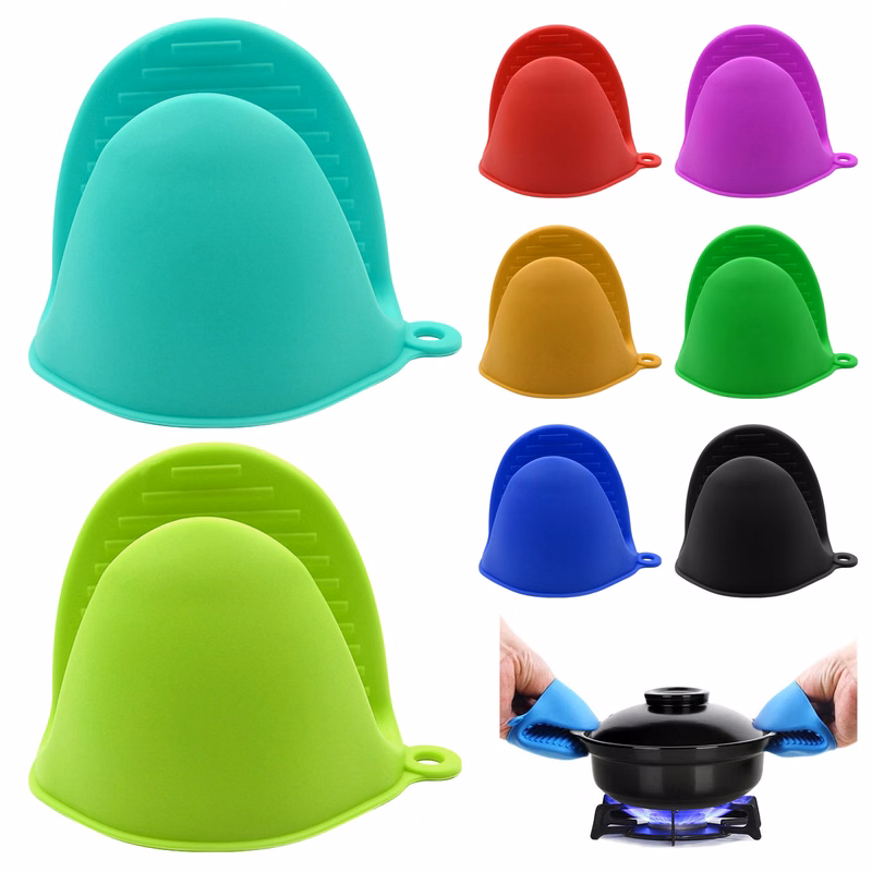 Silicone Oven Pot Dish Cook Bake Mitten Finger Clip Gloves