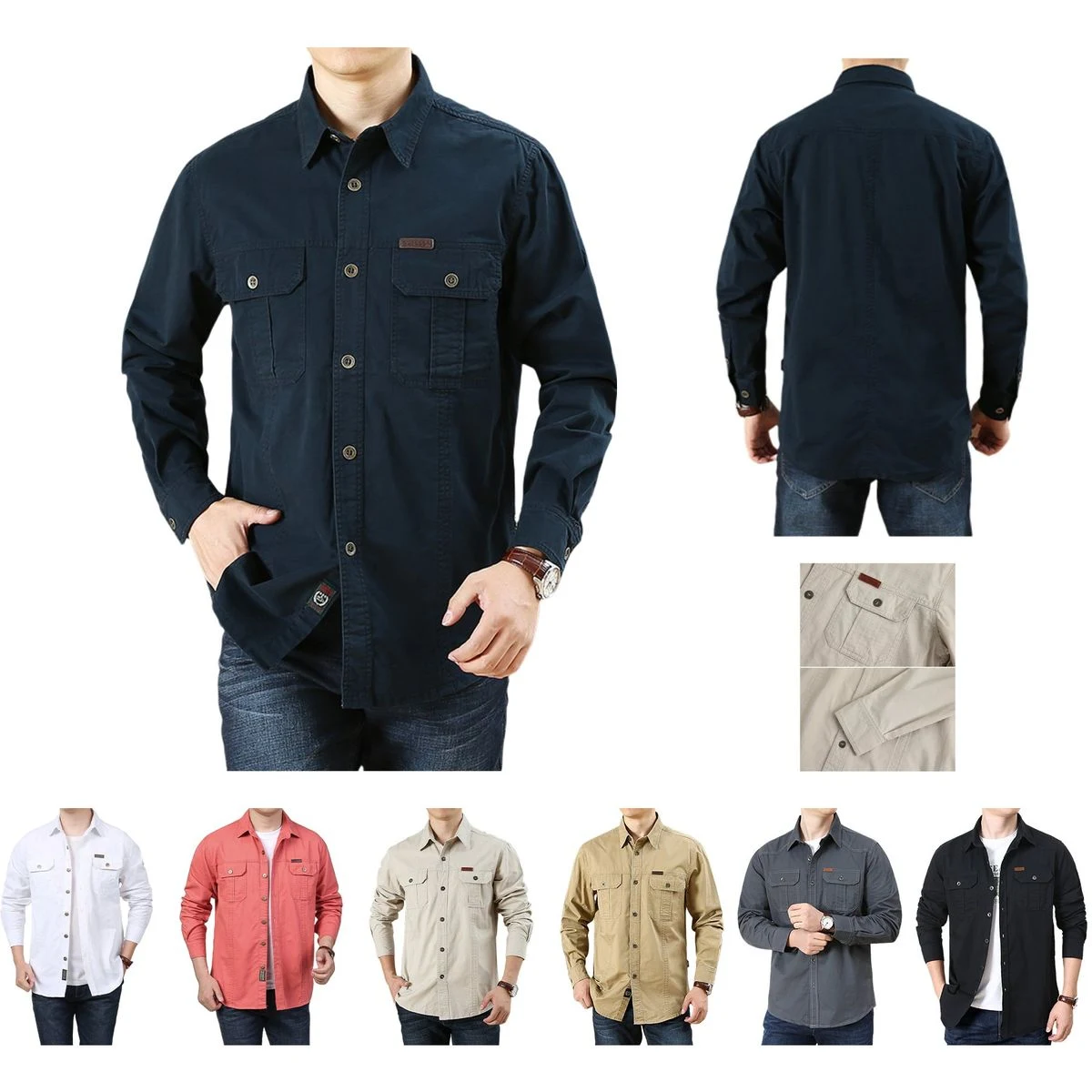 Mens Cotton Casual Shirt Spring Outdoor Wear 1