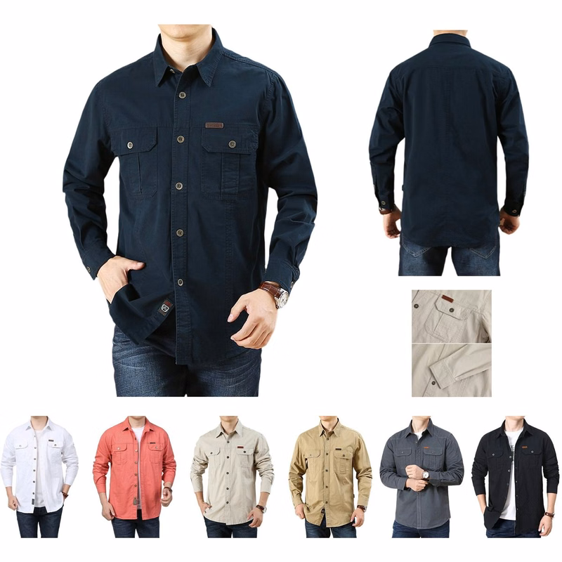 Mens Cotton Casual Shirt Spring Outdoor Wear