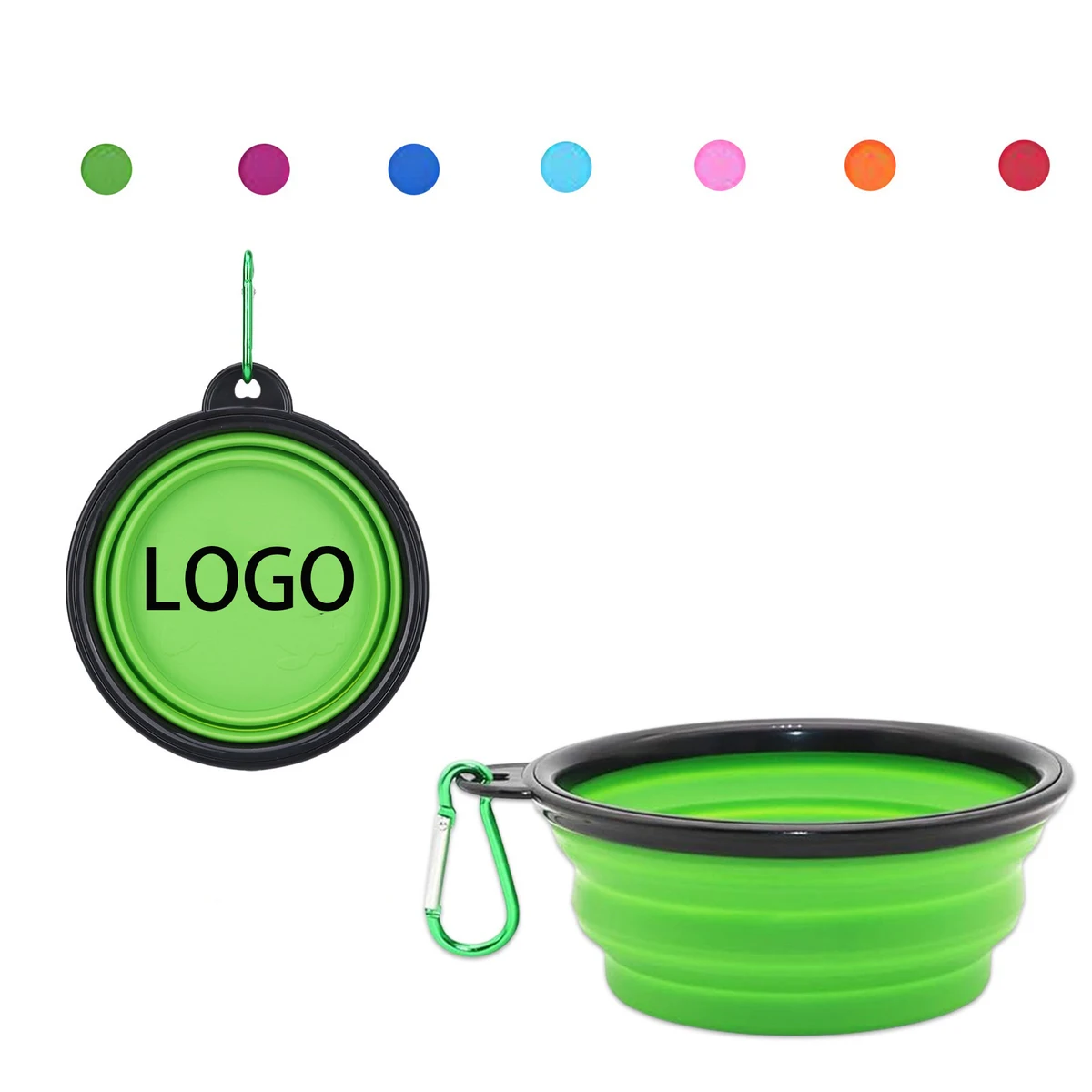 Silicone Collapsible Pet Bowl With Carabiner MOQ 1pcs 1