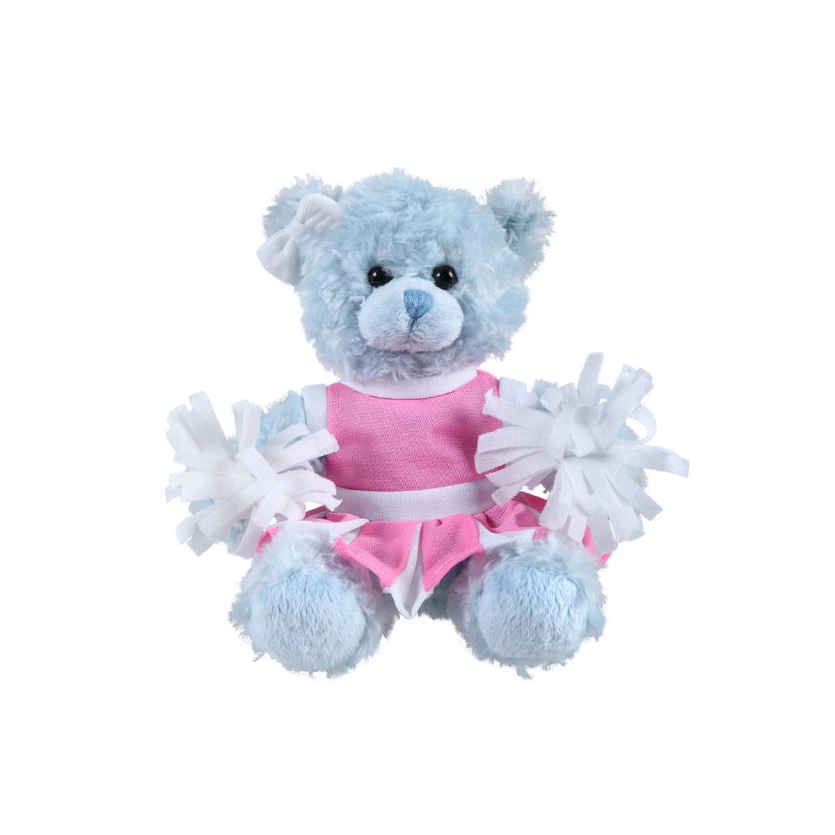 soft plush Blue Curly Sitting Bear with cheerleader outfit 1