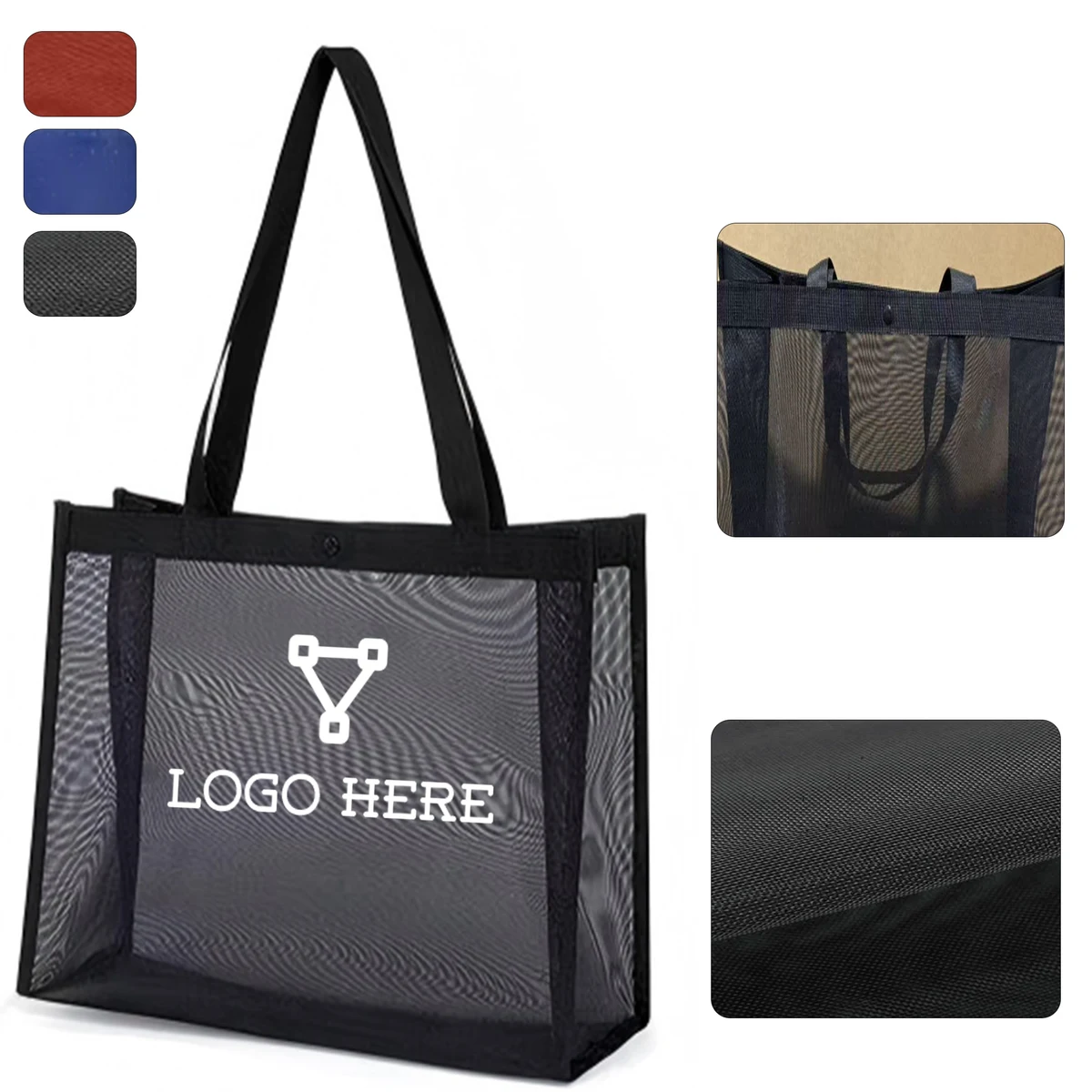 Mesh Beach & Shopping Tote Bag, custom tote bag with logo imprint 1