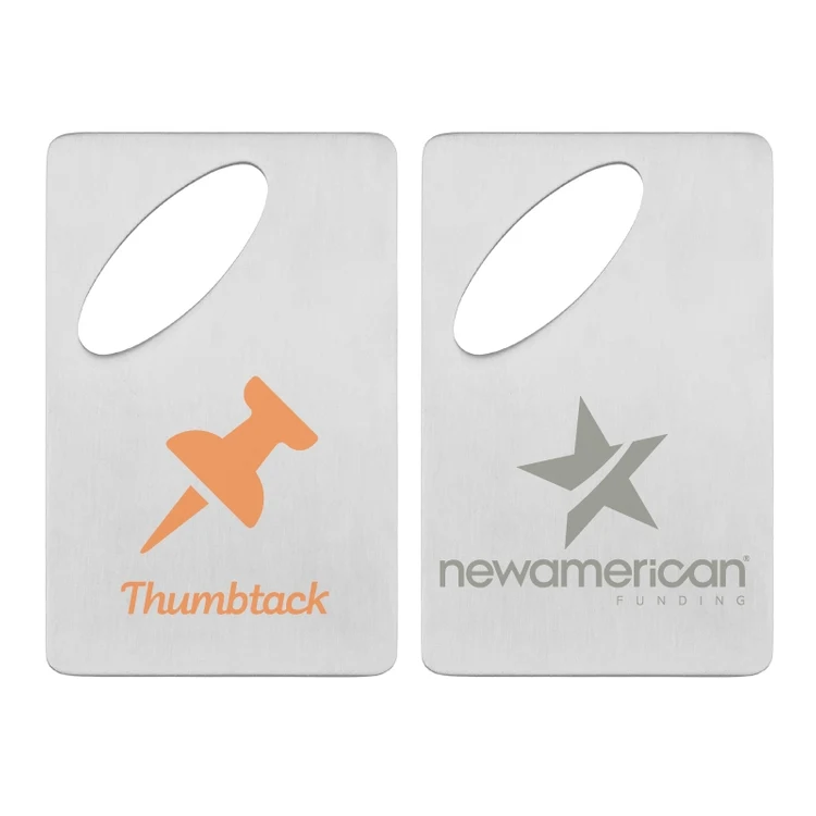 Oval Credit Card Brushed Finish Bottle Opener 1