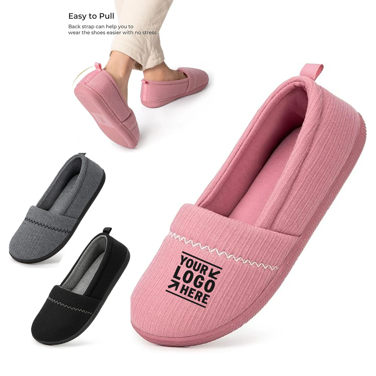 Indoor Lightweight Women's Memory Foam House Shoes Ladies' Dailywear Comfy Knitted Loafer Slippers 1