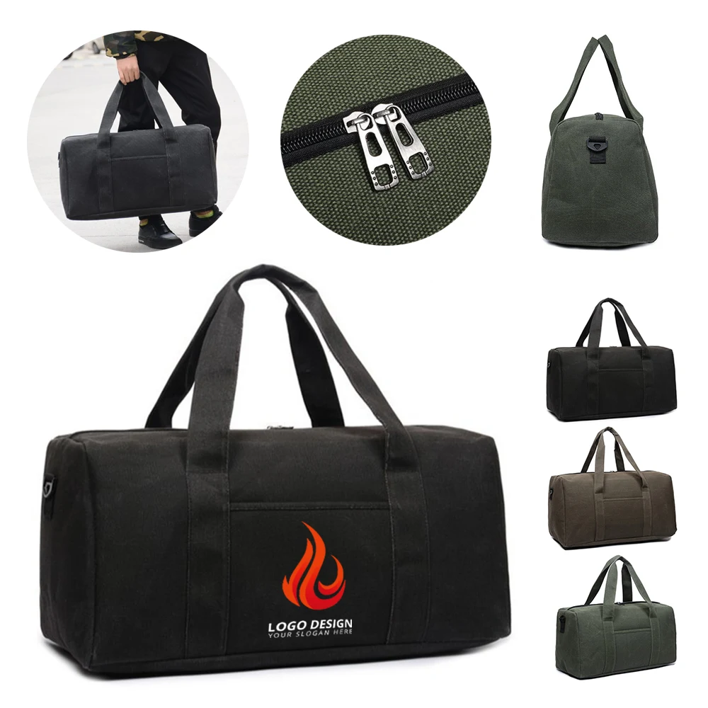Canvas Duffel Bag with Double Zippers 1