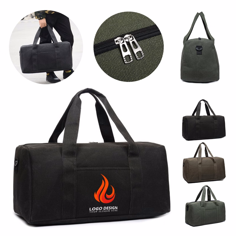 Canvas Duffel Bag with Double Zippers