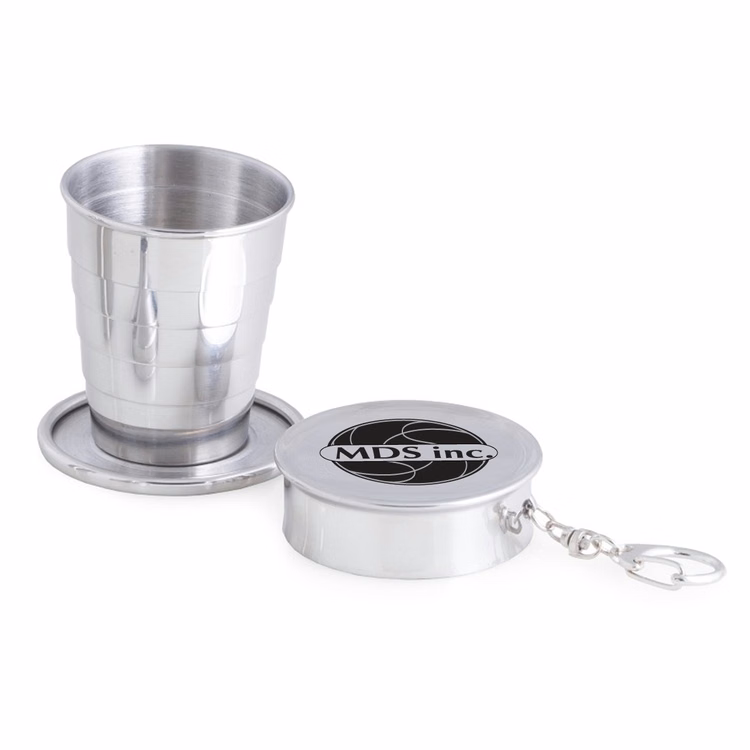 Stainless Steel Travel Collapsible Cup with Keychain