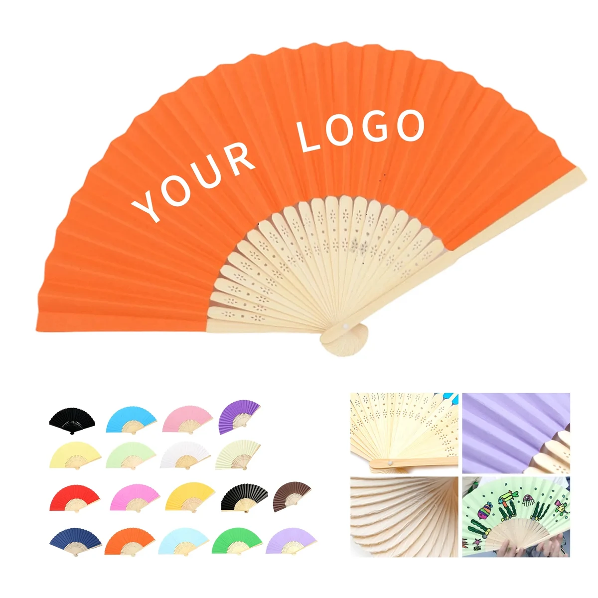 Bamboo Hand Fan Paper Foldable Rectangle 1