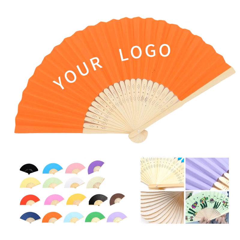 Bamboo Hand Fan Paper Foldable Rectangle