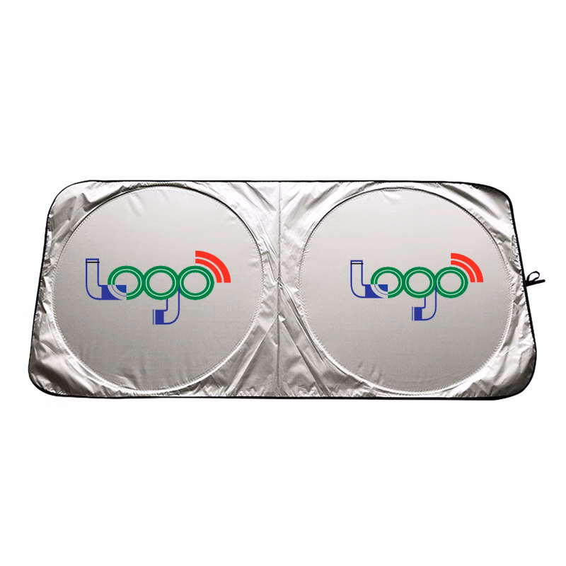 Portable Foldable Windshield Sunshade in Silver with Pouch