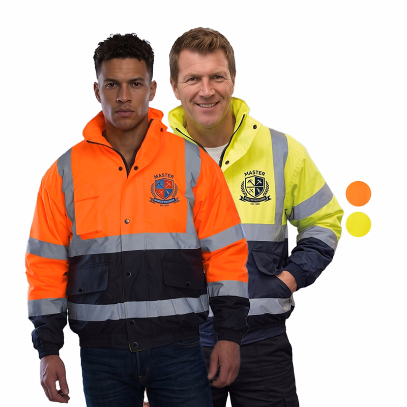 Class 3 Color Block 2" Reflective Tape Safety Bomber Jacket