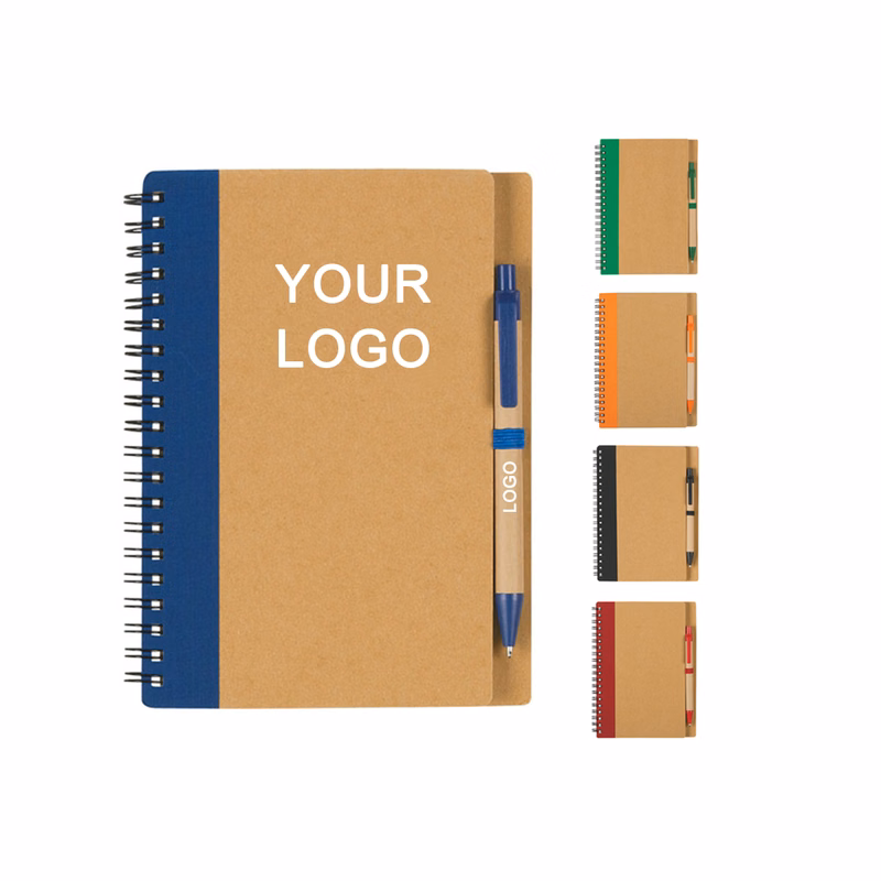Spiral Kraft Paper Cover Notepad with Pen