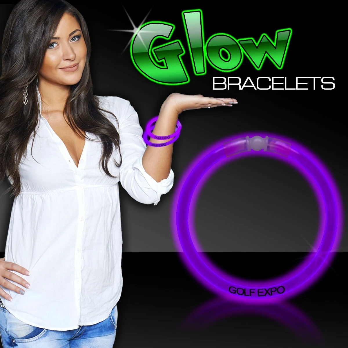 Purple 9" Single Color Superior Light Up Glow Bracelet 1