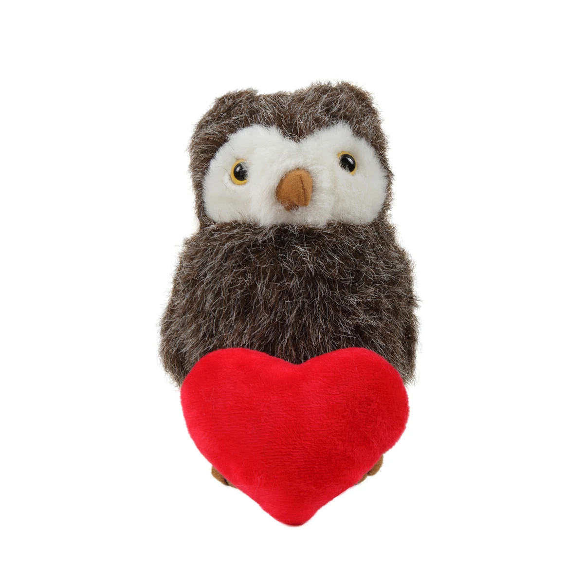 Soft Plush Standing Owl holding a Red Heart 1