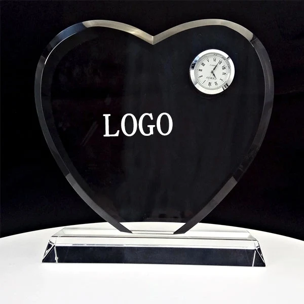 Heart shaped Crystal Clock Trophy 1