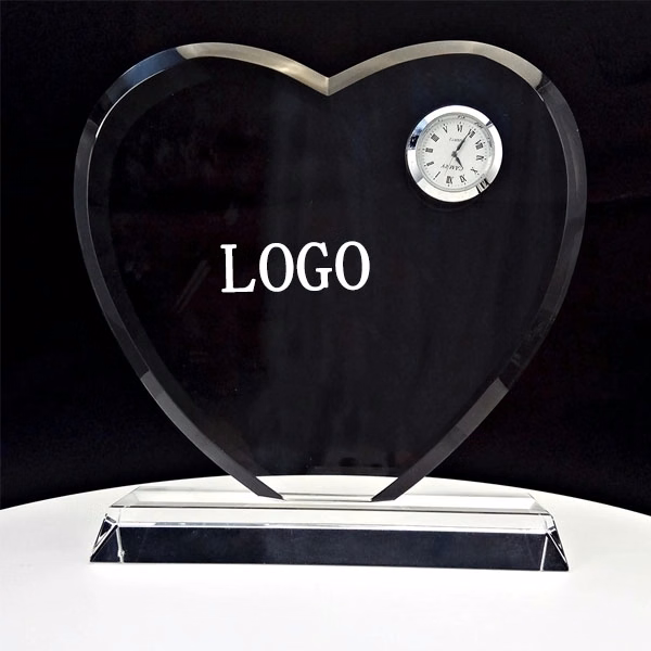 Heart shaped Crystal Clock Trophy