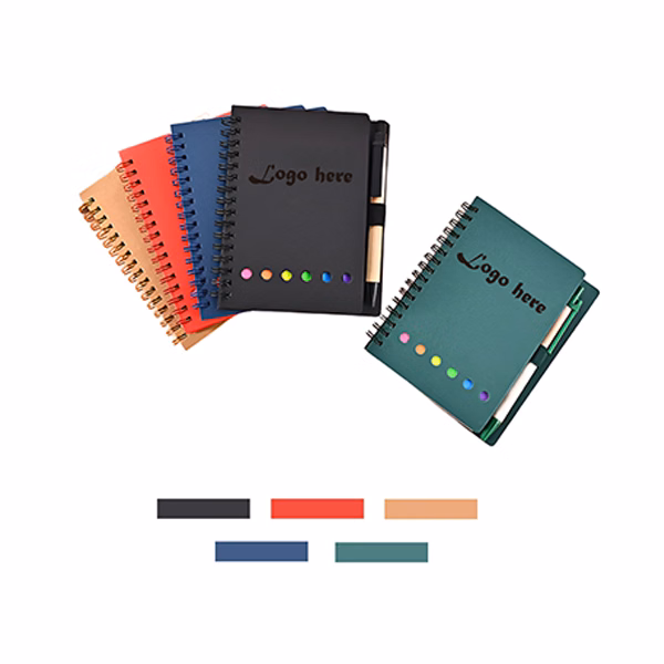 MOQ50 Personalized Spiral Notepad With Pen And Sticky Tabs