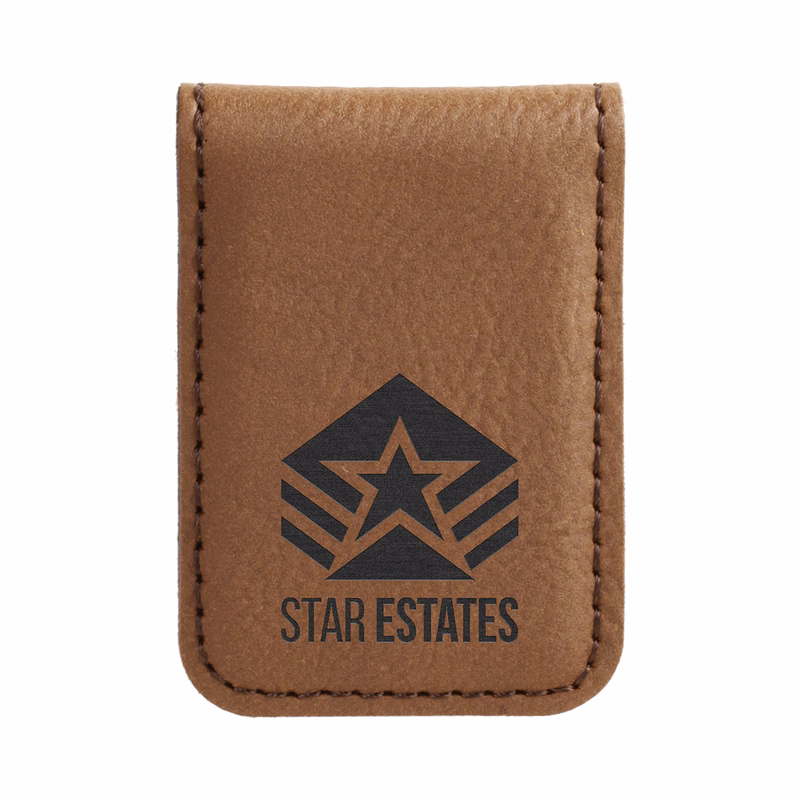 Dark Brown Leatherette Money Clip