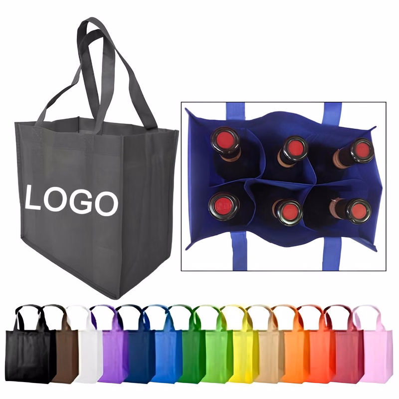 Non-Woven Six-Bottle Wine Tote Bag