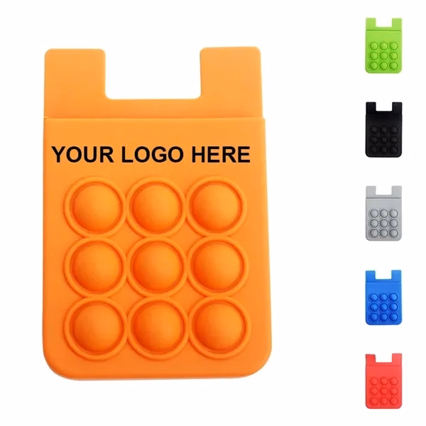 Custom Silicone Bubble Texture Phone Card Holder — Stress Relief Wellness Promo