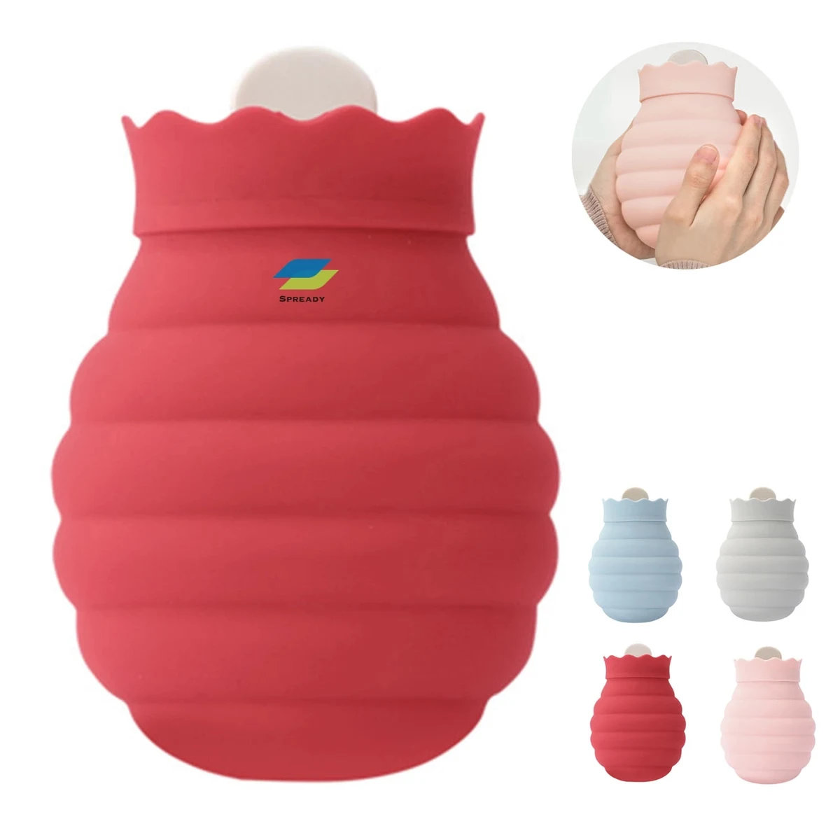 Platinum Silicone Hot Water Bottle With Knitted Cover 1