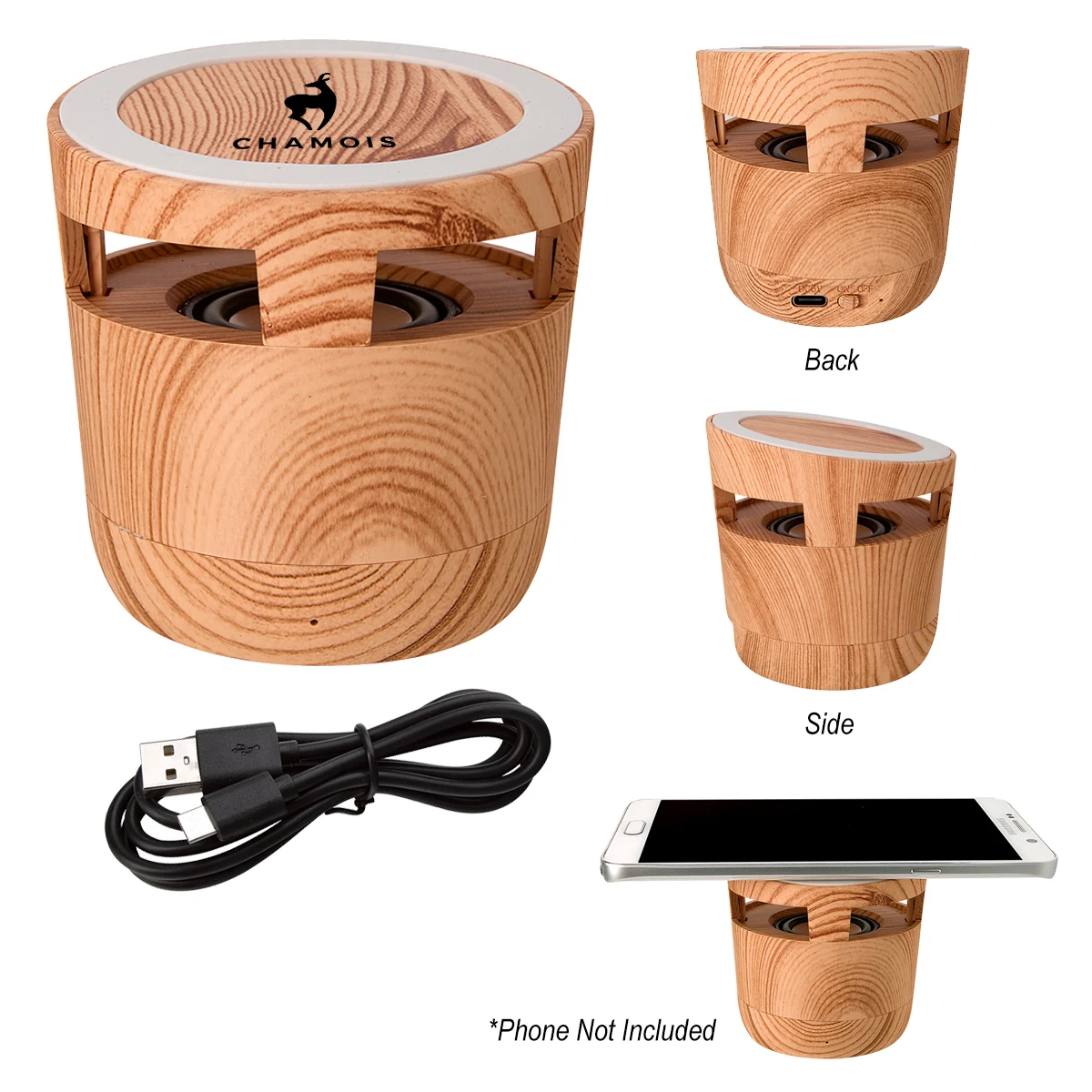 Woodgrain Wireless Charging Pad And Speaker 2.0 1