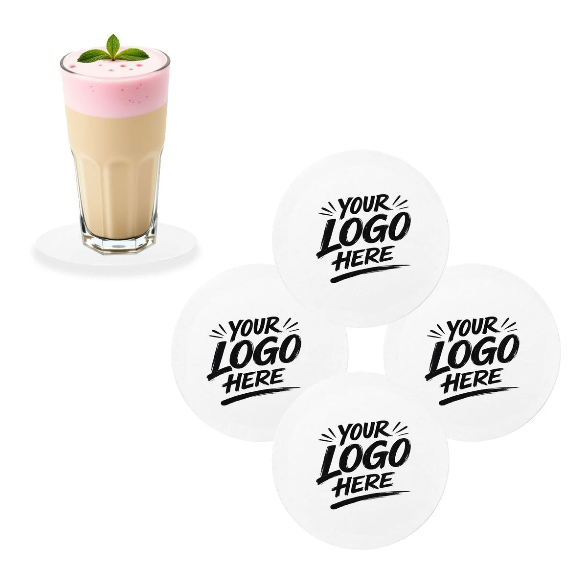 4in Round White Disposable Absorbent Paper Coasters 1